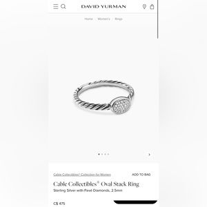 David Yurman oval ring cable collections size 7